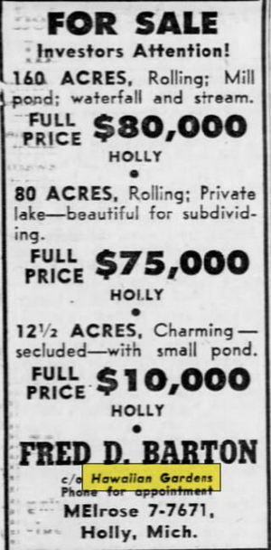 Hawaiian Gardens Restaurant and Motel - Apr 1963 For Sale